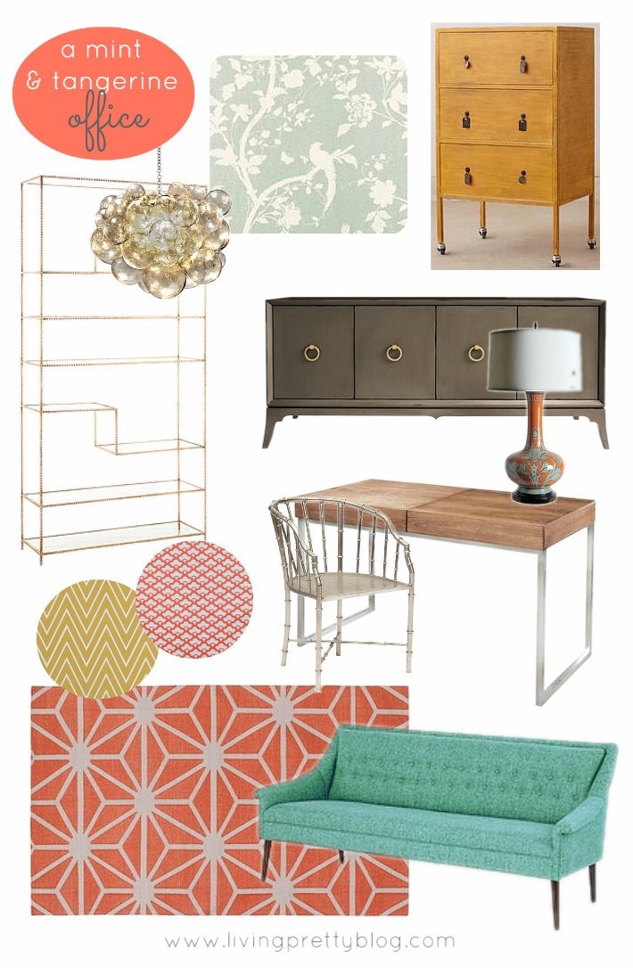 Mood Board - Mint and Tangerine Office Design