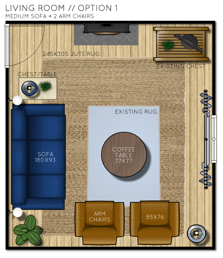 Country Cottage Living Room Floor Plan - Option 1