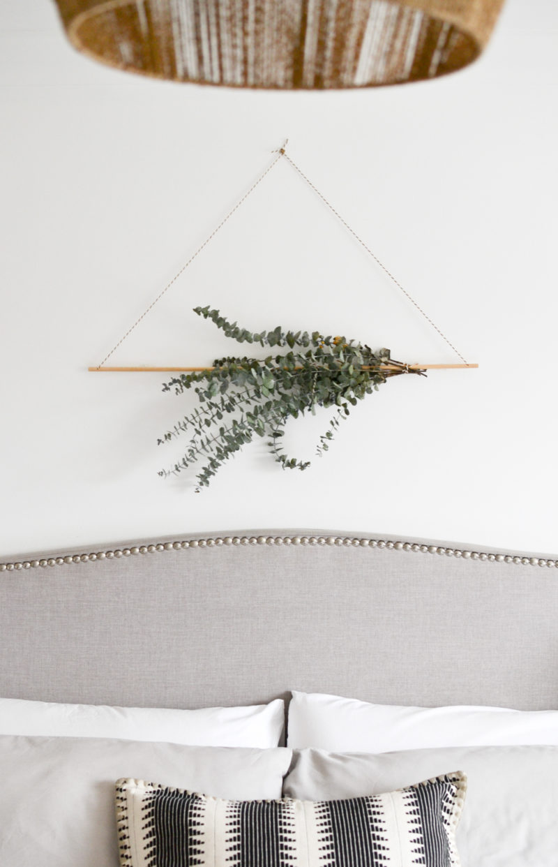 Global Neutral Master Bedroom Reveal - DIY Eucalyptus Wall Hanging