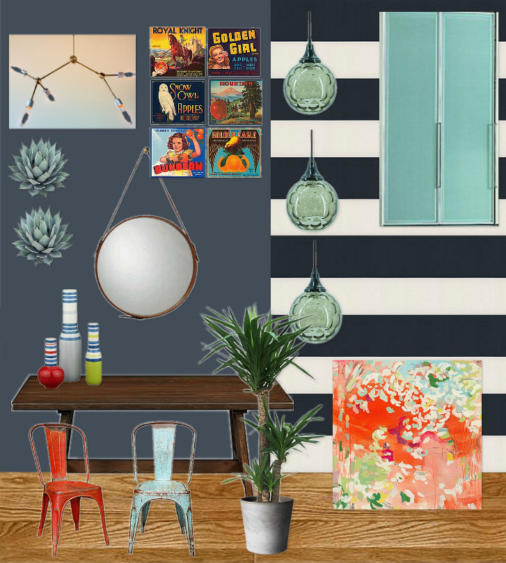 Mood Board - Modern Vintage Hallway & Dining Area Design