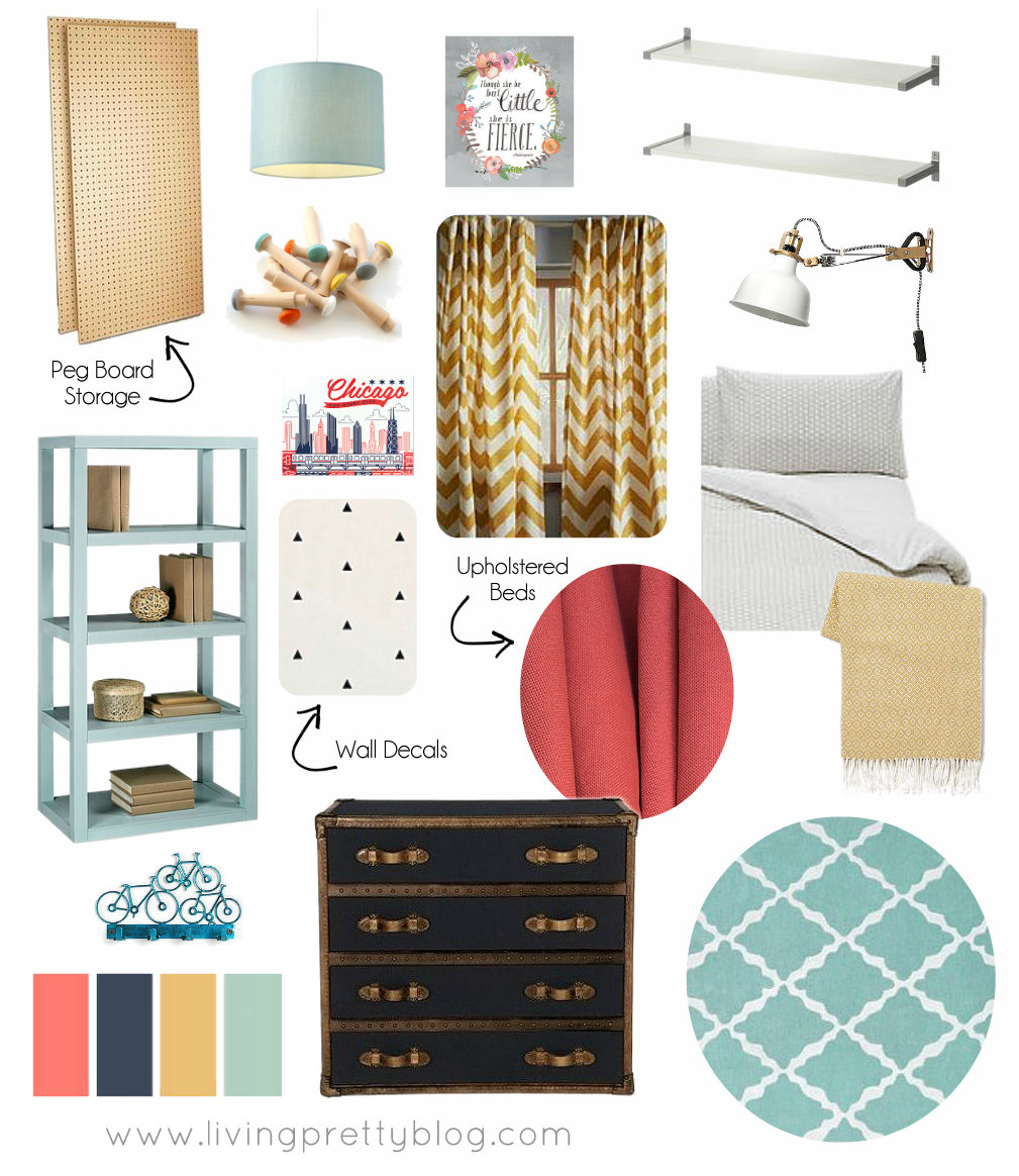 One Room Challenge Mood Board Shared Kids Room Boy Girl Living Pretty Blog