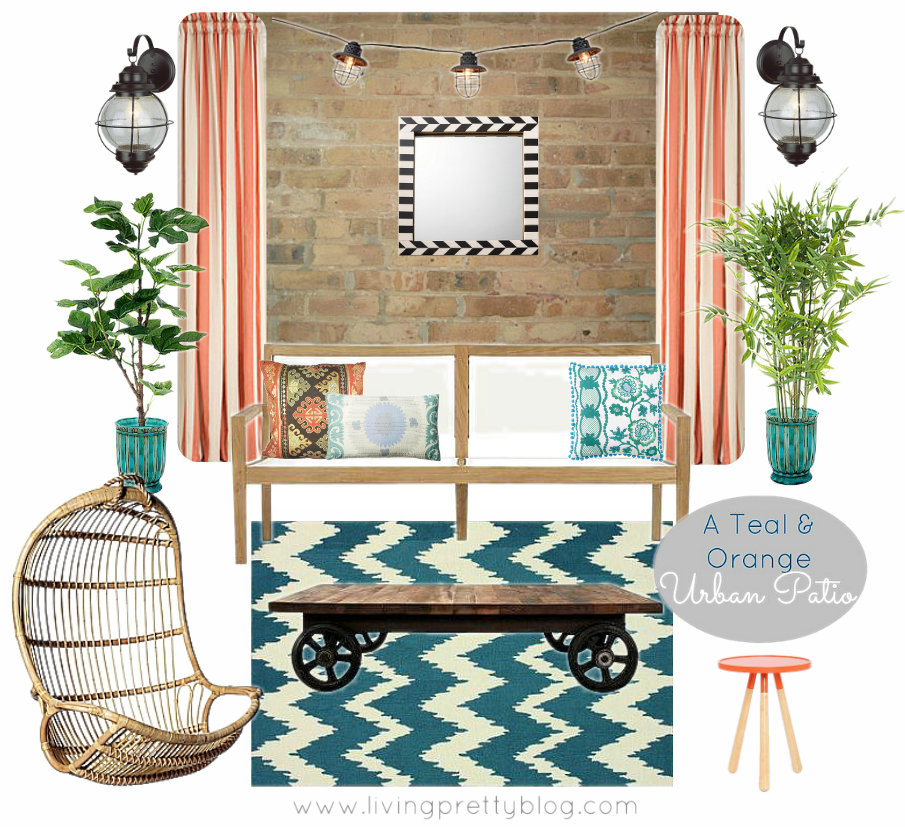 Mood Board - Teal & Orange Urban Patio Design Collaboration