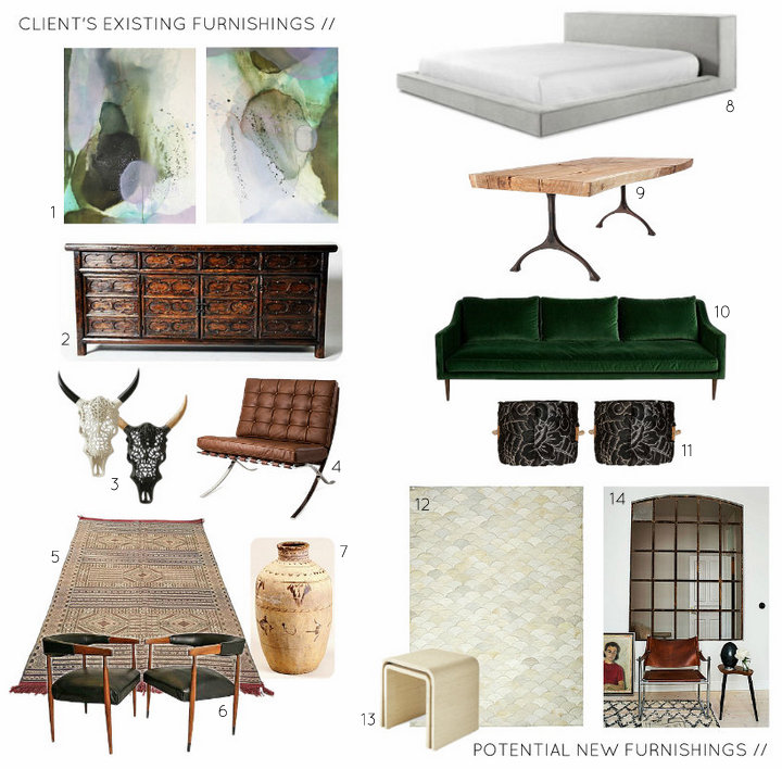 Design Board Mood Board - Furnishing Choices for NYC Apartment