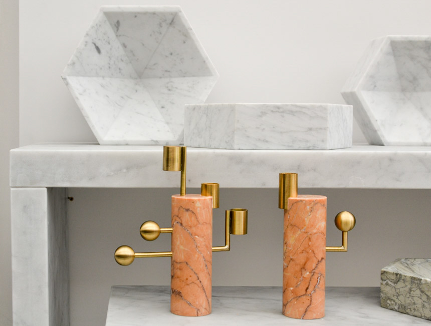 2017 Interior Design Trends Home Decor Trend Report - Brass, Marble & Blush Pink via Lapicida Lara Bohinc Stargazer Candleholders