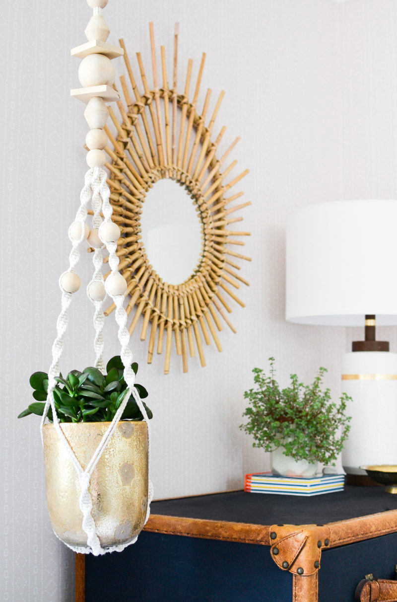 Global boho kids room makeover Ikea macrame plant hanger Emmerson