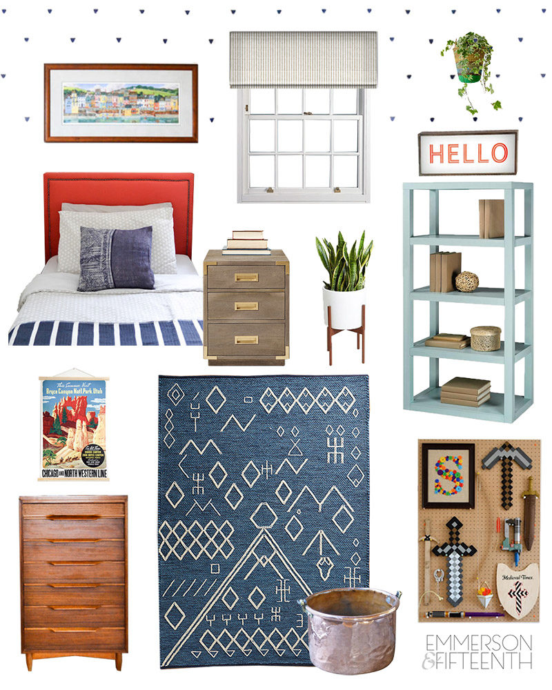 Mood Board - A Colorful Midcentury Global Boys Room